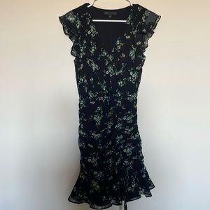 Sexy Form Fitting Floral Banana Republic V Neck Short Sleeve Dress - Size 4
